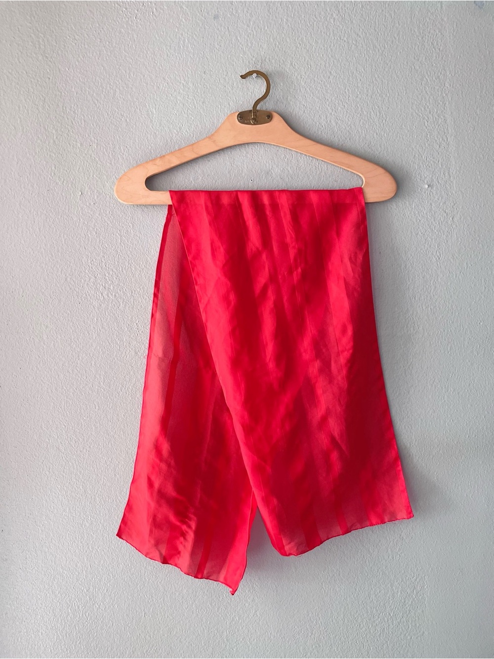 🌻5/$15🌻 Vintage | Bright Red Striped Sheer Long Scarf